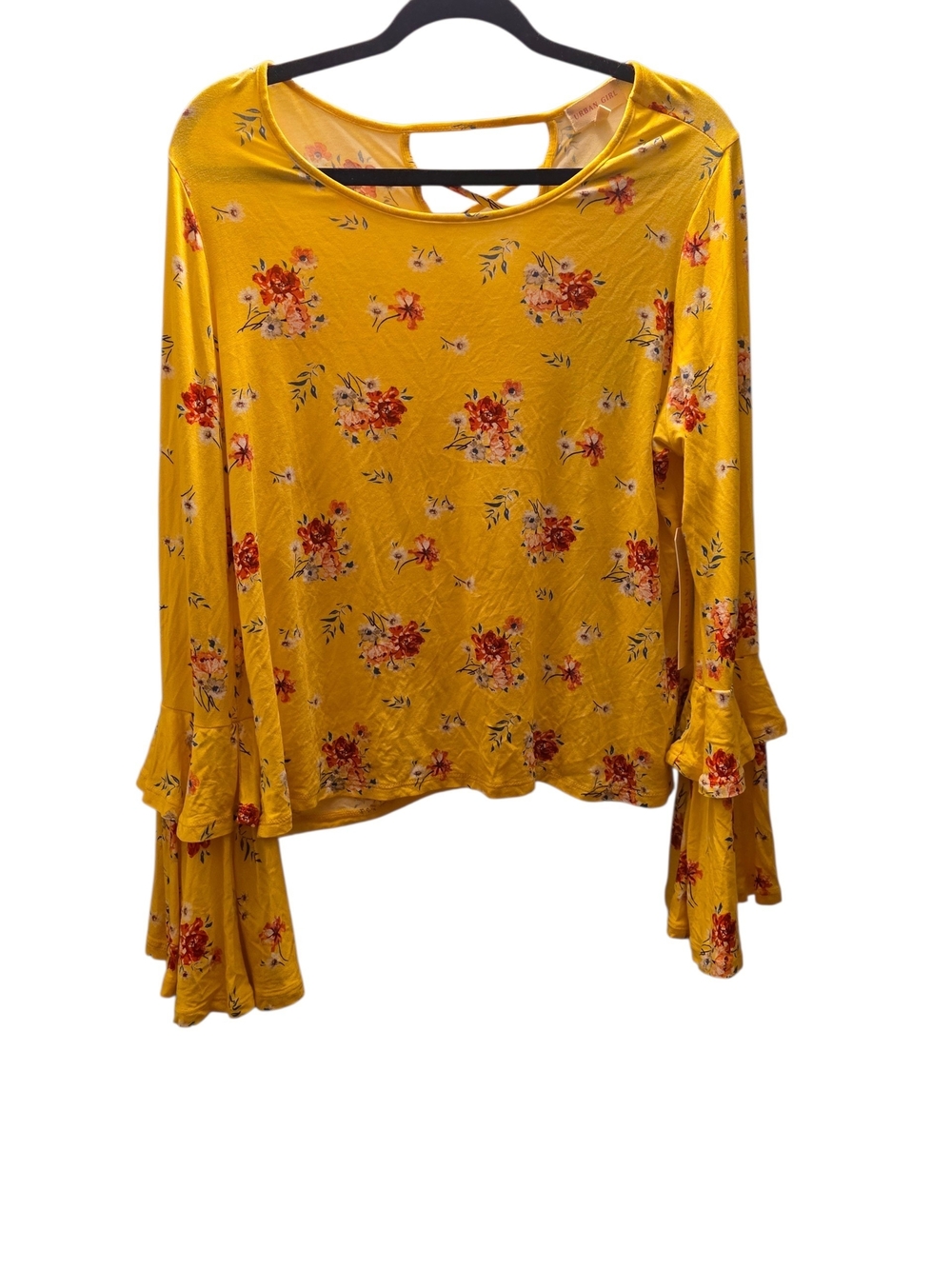 Women's Floral Bell Sleeve Top - Yellow Nwt by urban girl